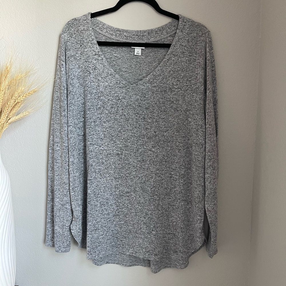 Ava & Viv Women's Heather Gray Long Sleeve Sweater - Size 1X